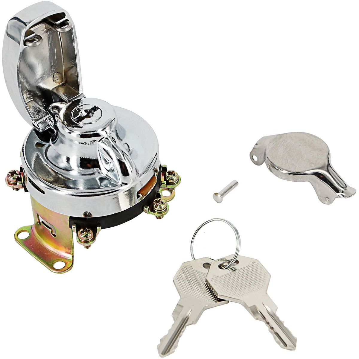 Chern Yueh front view ignition switch showing chrome finish and keys for reliable replacement