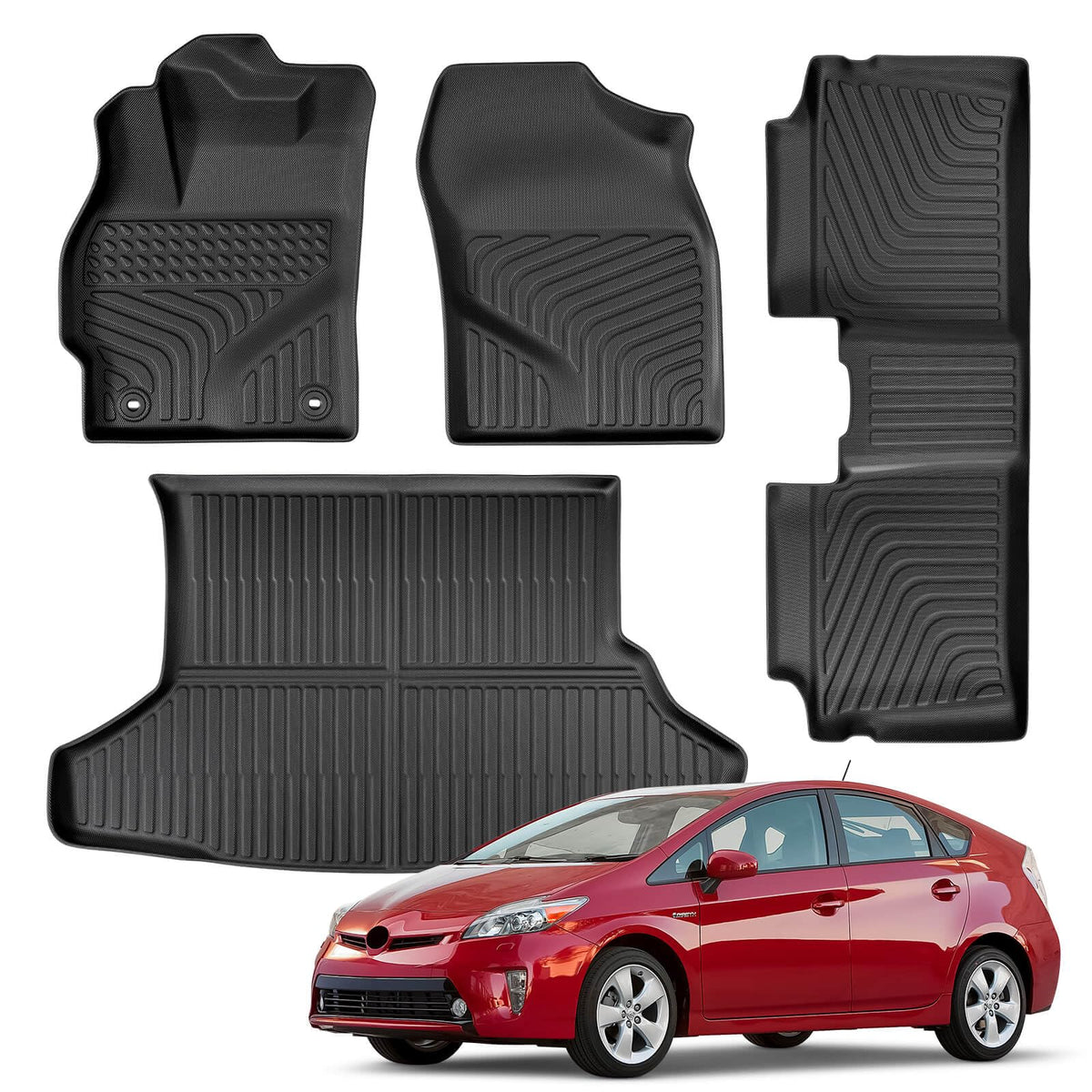 ChiefCarOfficer front mats installed in Prius showing full protection benefit