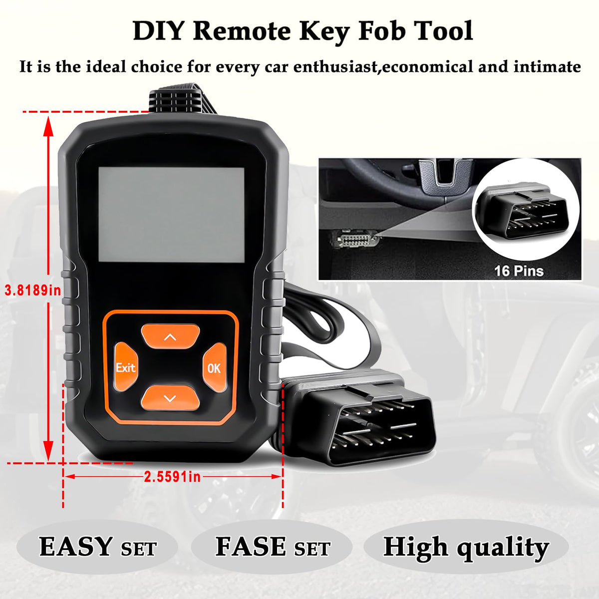 CHIJUIYZKEY OBD LCD tool connected to port for simple programming benefit