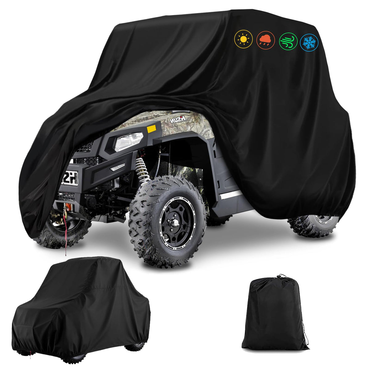 Chikia front view of UTV cover showing full protection and neat fit