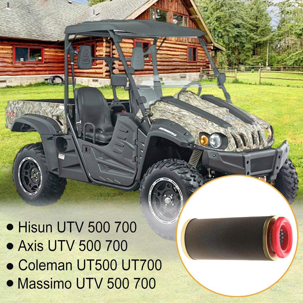 Chikia Hisun filter installed in UTV airbox demonstrating correct fit and improved dust protection
