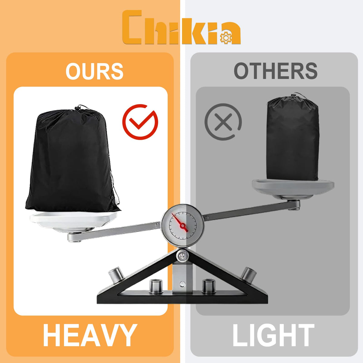 Chikia folded in storage bag for easy transport and compact storage