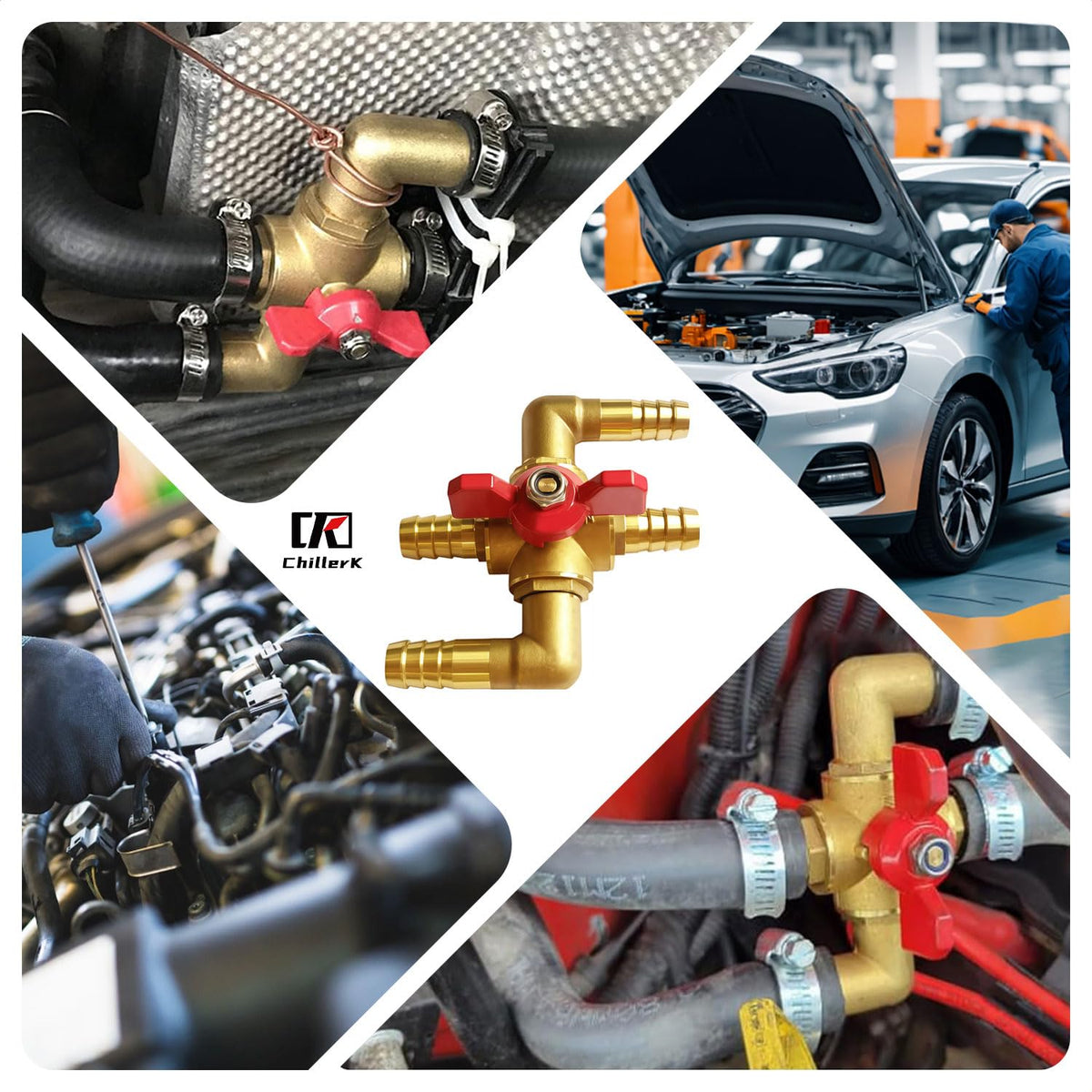 ChillerK in a garage setting demonstrating practical use for vehicle HVAC projects