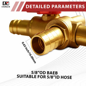 ChillerK valve handle detail showing ball valve switch for easy manual control