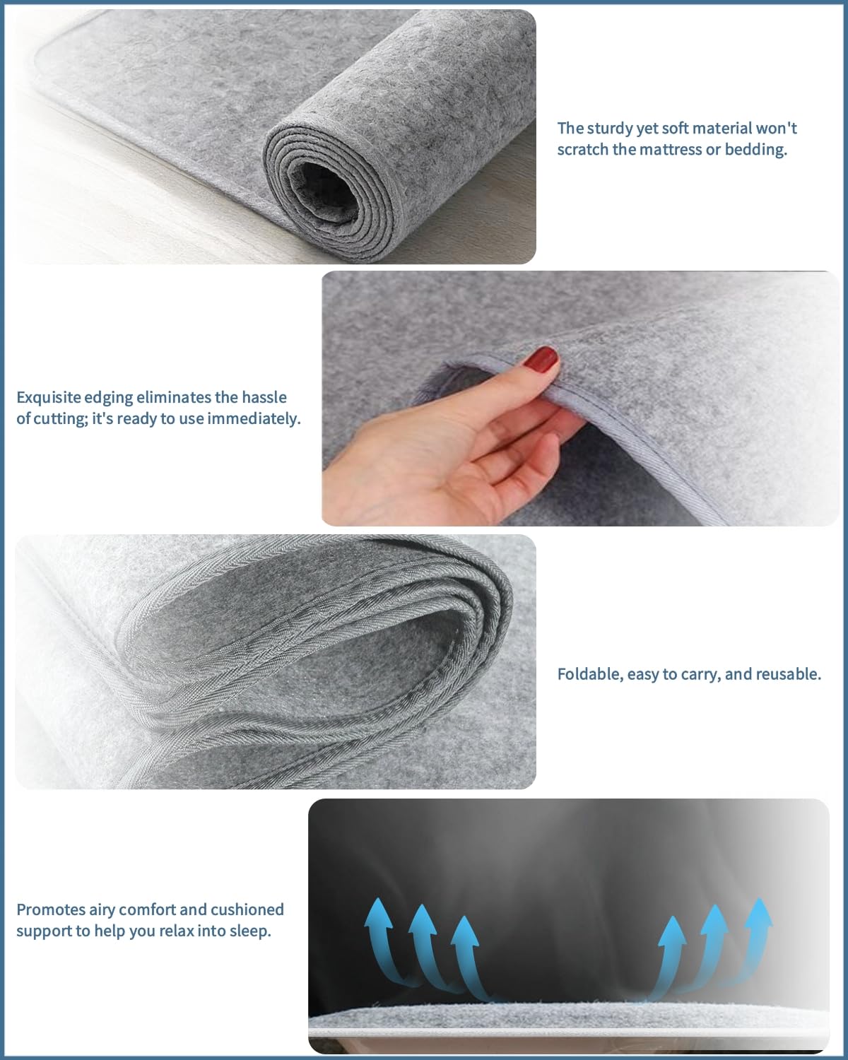 Chimelva anti-slip surface edge detail illustrating secure mattress grip