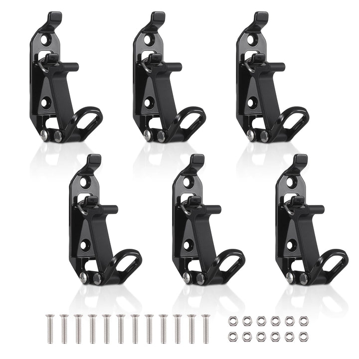 ChimimeDecor front view of six black shovel mounts showing compact design and durability