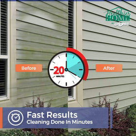 CHOMP! before and after gutter shot showing stain removal and restored curb appeal
