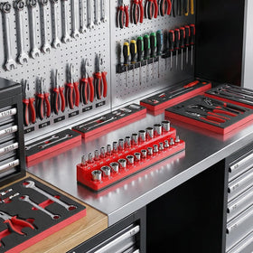CHOUBAYPER wrench rack angled shot showing organized wrenches and easy retrieval