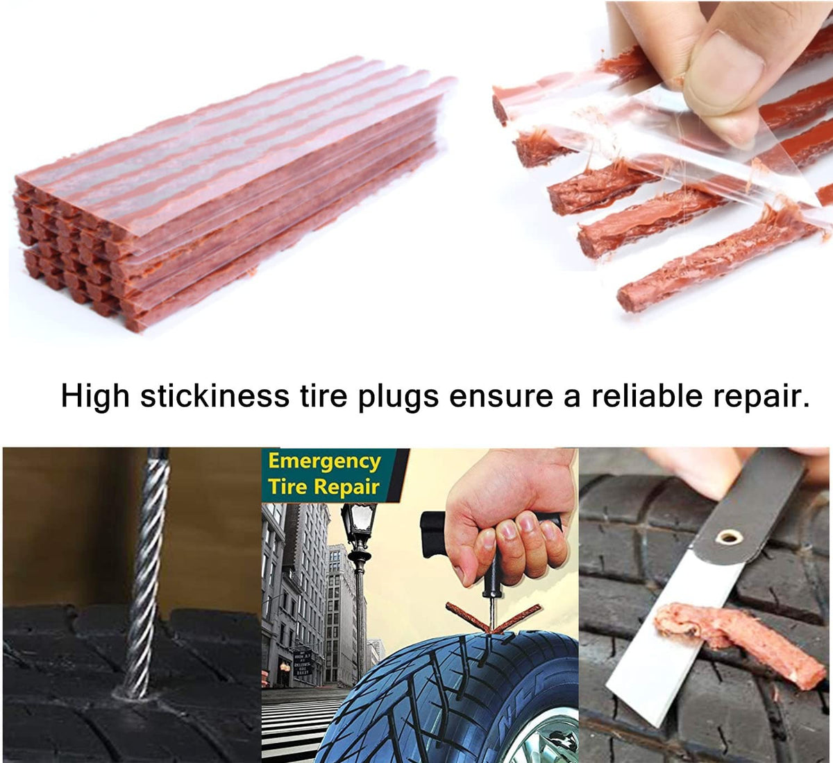 Chrov plug being inserted in an ATV tire illustrating fast field repair
