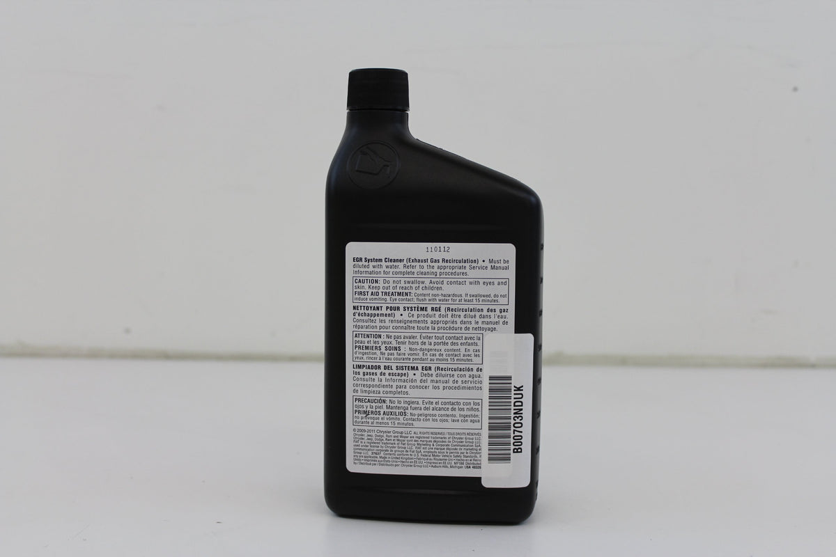 Close-up of Chrysler product label with part number and usage details