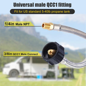 Chulan connector ends close-up of QCC1 and 1/4" male NPT for secure fit