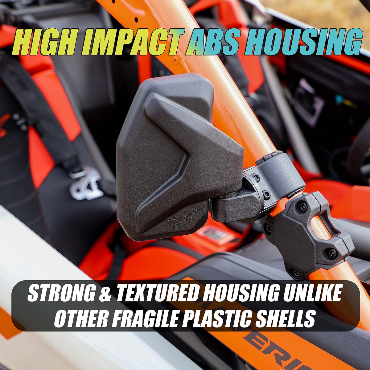 Chupacabra Offroad mirrors on UTV in trail setting improving rear visibility