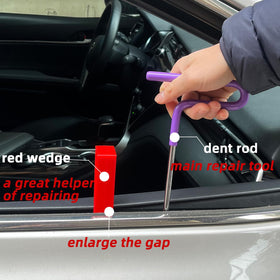 Chymogul long rod reaching deep cavity to remove a dent from behind