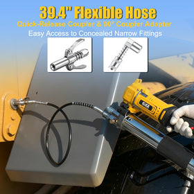 CICZ grease gun with extension pipe and 90° adapter for hard-to-reach fittings