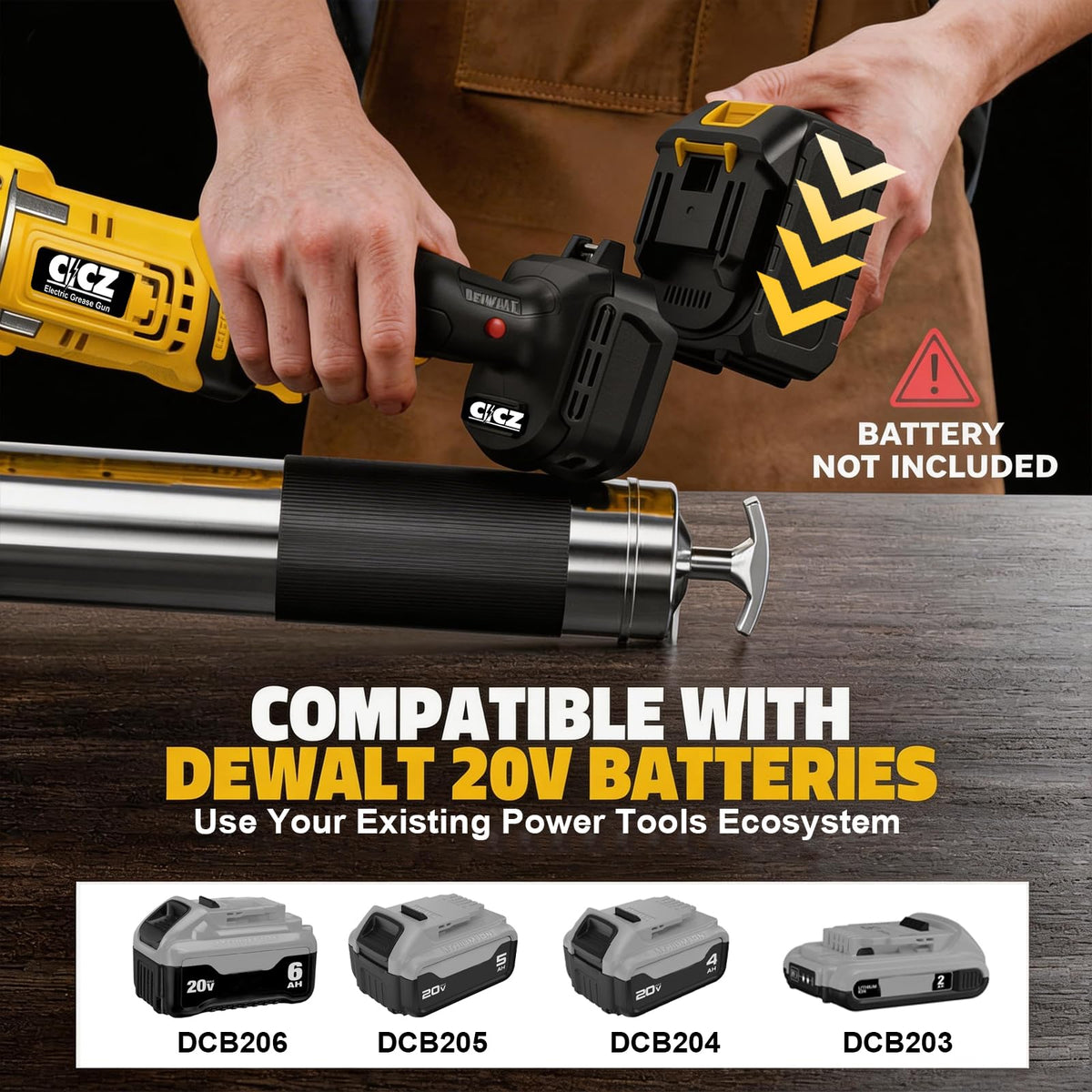 CICZ grease gun handle and variable-speed trigger closeup for precise control