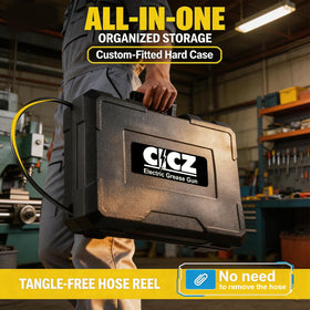 CICZ grease gun built-in hose organizer keeping the 39.4-inch hose tangle-free