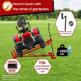 CIDVJ in use raising a riding mower for easy maintenance and safer access benefit