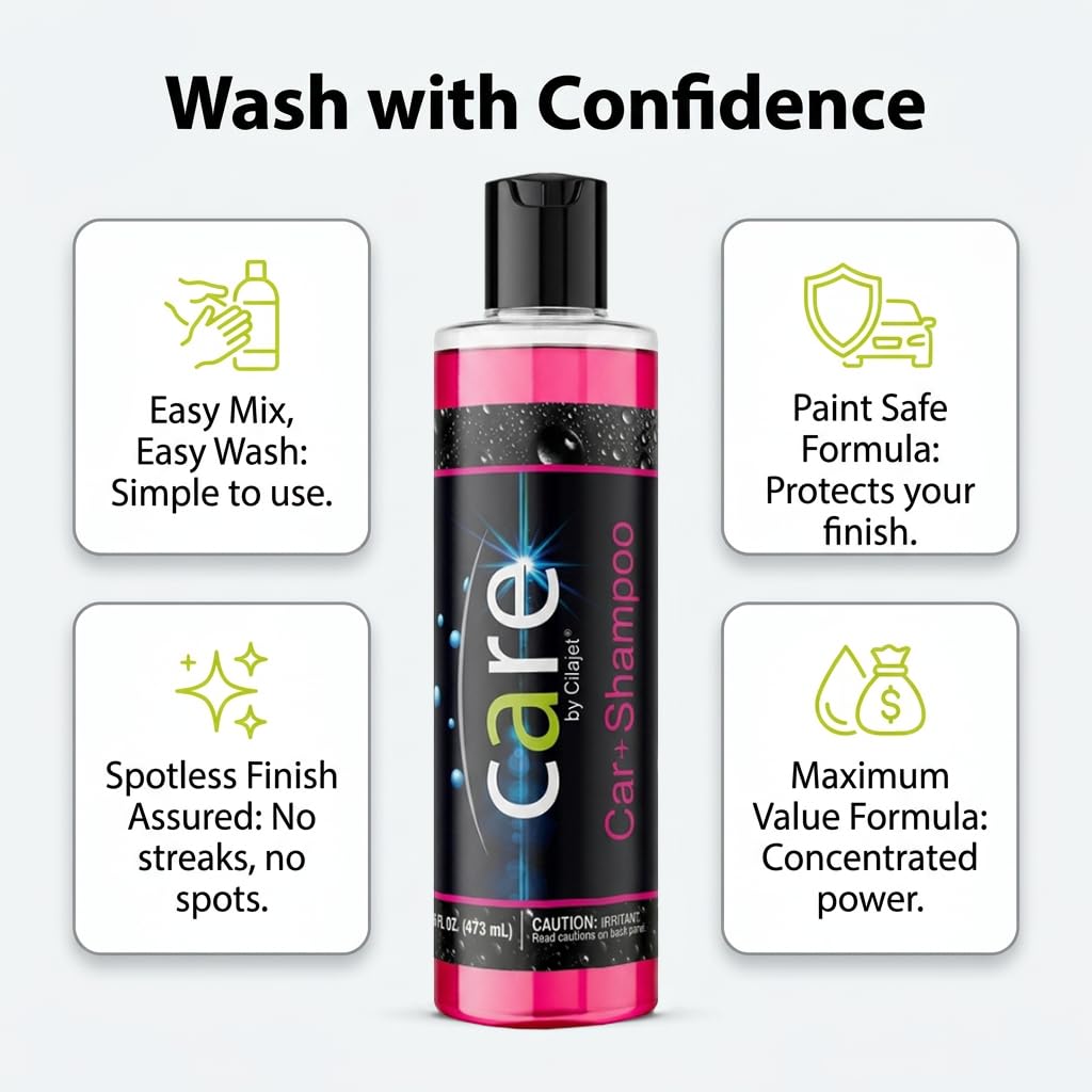 Cilajet bottle beside foam cannon showing compatibility and rich foam