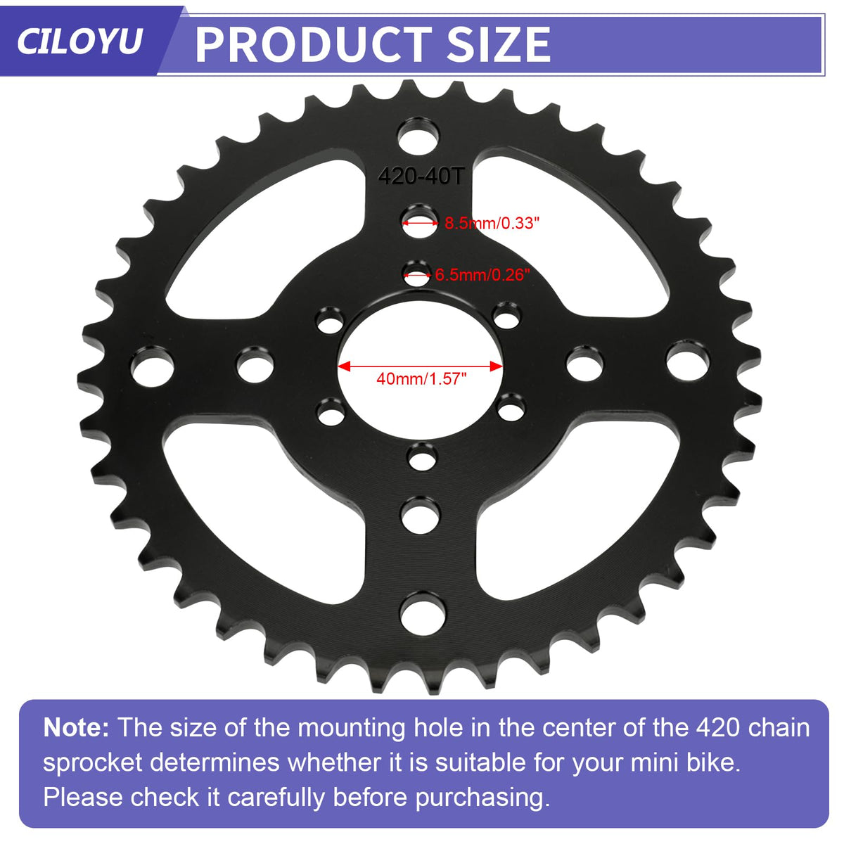 CILOYU 10T counter sprocket and 3/16" keyway included for full drivetrain setup