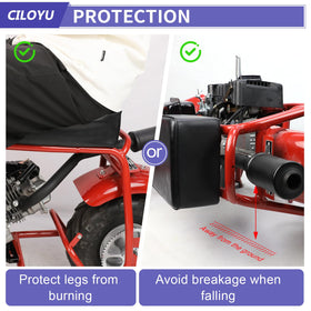 CILOYU angled heat clearance showing rearward bend protecting rider legs