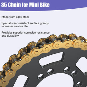 CILOYU assembled Gold 35 chain mounted on a mini bike demonstrating fit