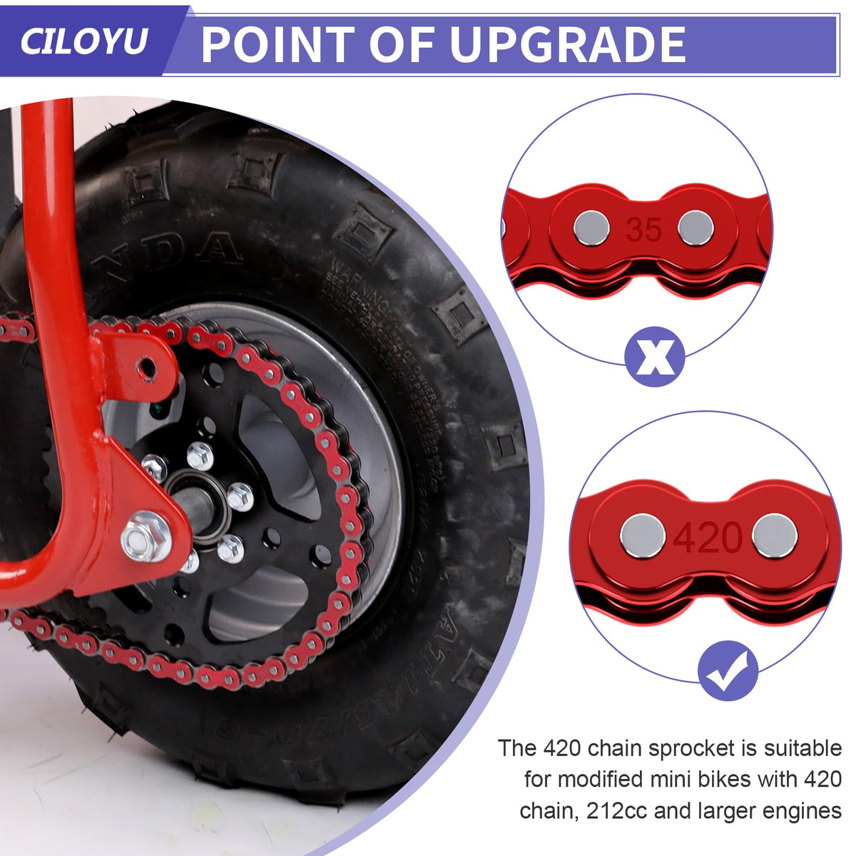 CILOYU 420 chain with master links displayed for simple installation benefit
