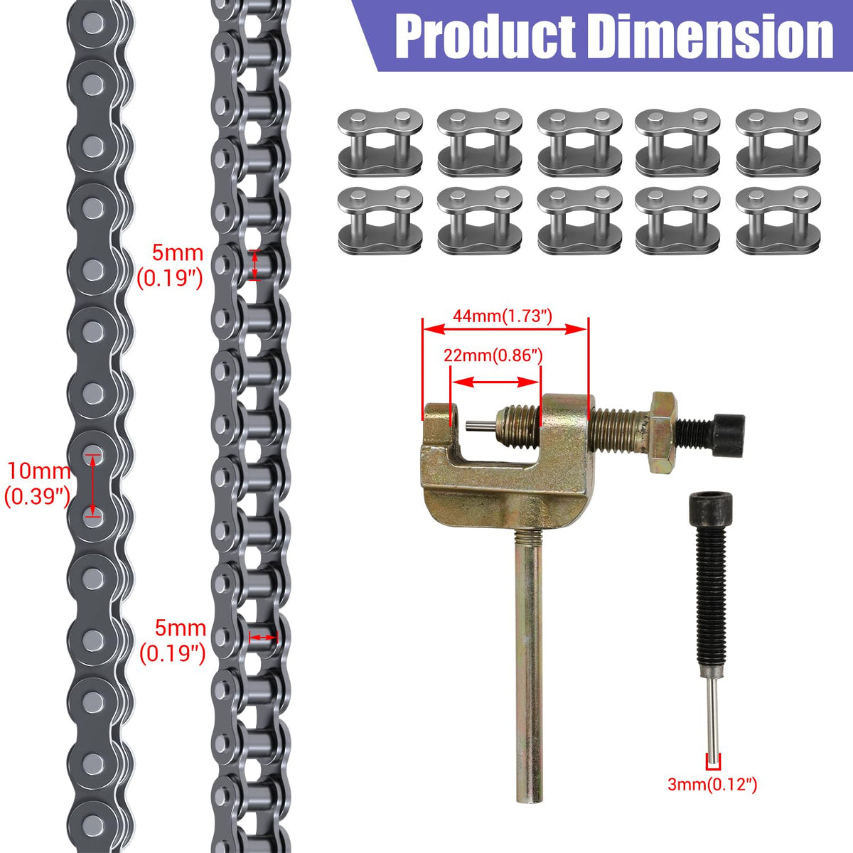 CILOYU chain being cut with breaker tool for precise length adjustment and fit