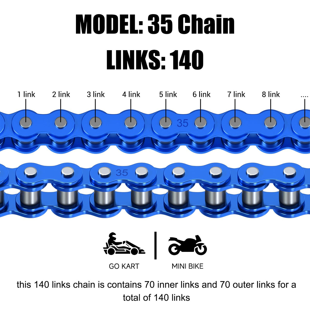 CILOYU chain held in hand demonstrating 140-link length and trimming ease