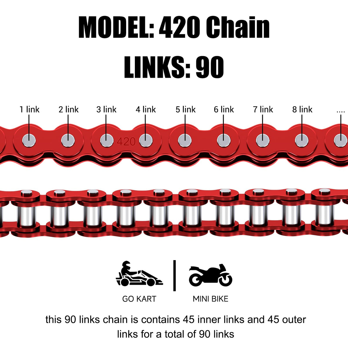 CILOYU chain installed on mini bike rear sprocket demonstrating fitment