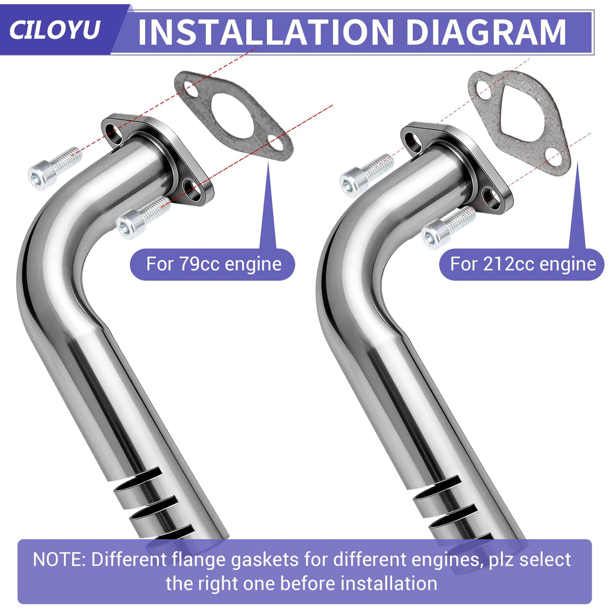 CILOYU flange gaskets and widened opening for easy engine matching