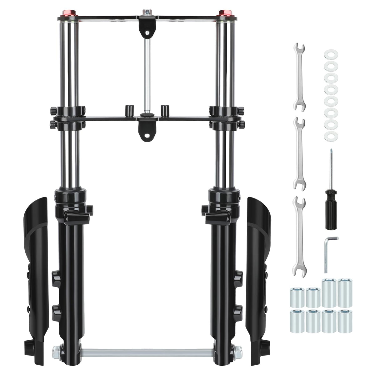 CILOYU front forks packaging showing components and benefit of complete replacement