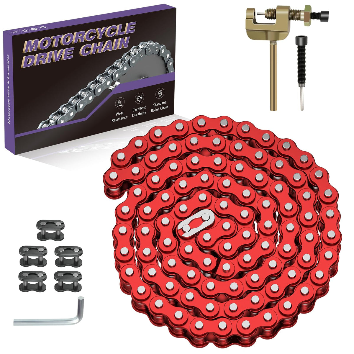 CILOYU front view of packaged #35 chain showing length and contents