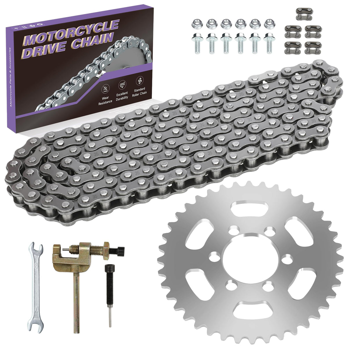 CILOYU front view of sprocket and chain showing durable finish and fit