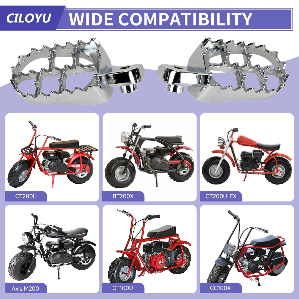 CILOYU pegs in use mounted on mini bike improving rider stability