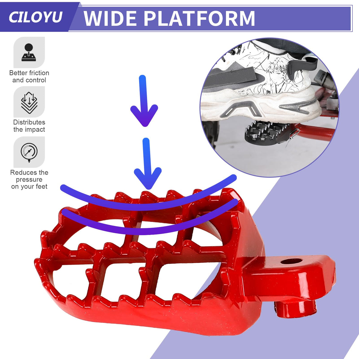 CILOYU pegs installed on minibike side view for fit and proportion