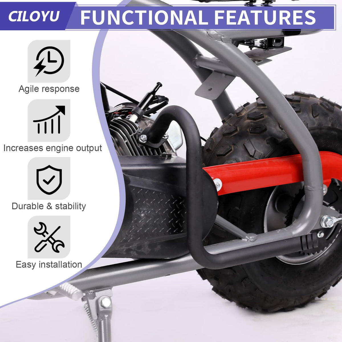 CILOYU packaged exhaust with heat shield and mounting hardware included