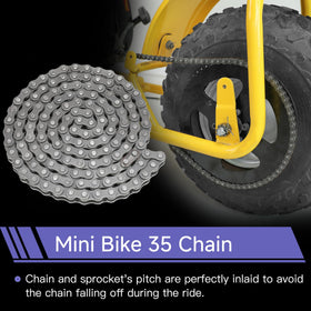 CILOYU chain on workbench during mini bike repair showing organized installation process
