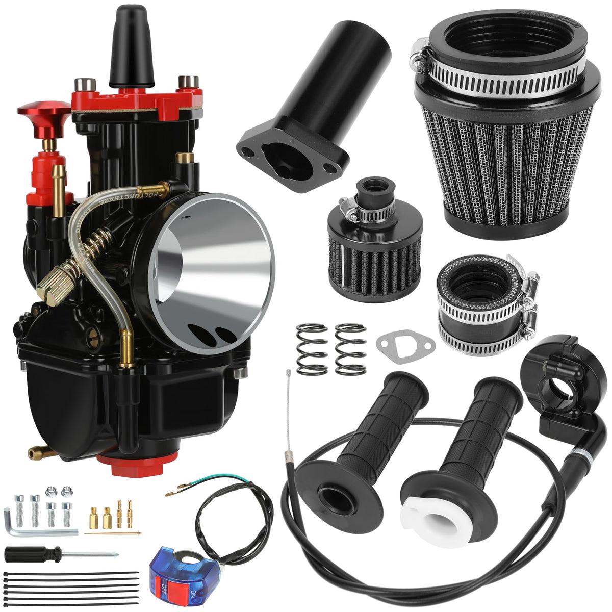 CILOYU PWK carburetor front view showing fitment and airflow benefit
