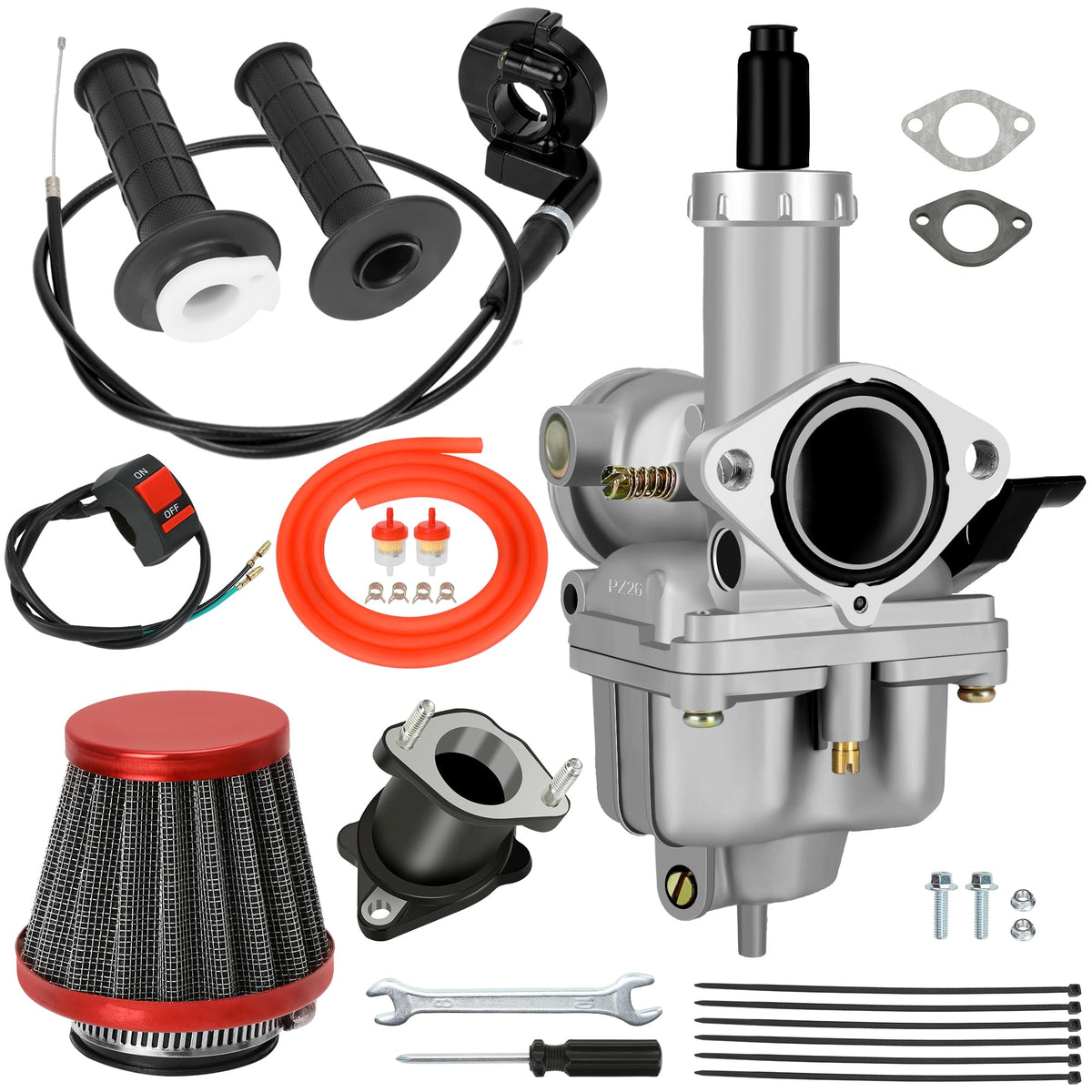 CILOYU PZ26 front view showing carburetor body for easier replacement