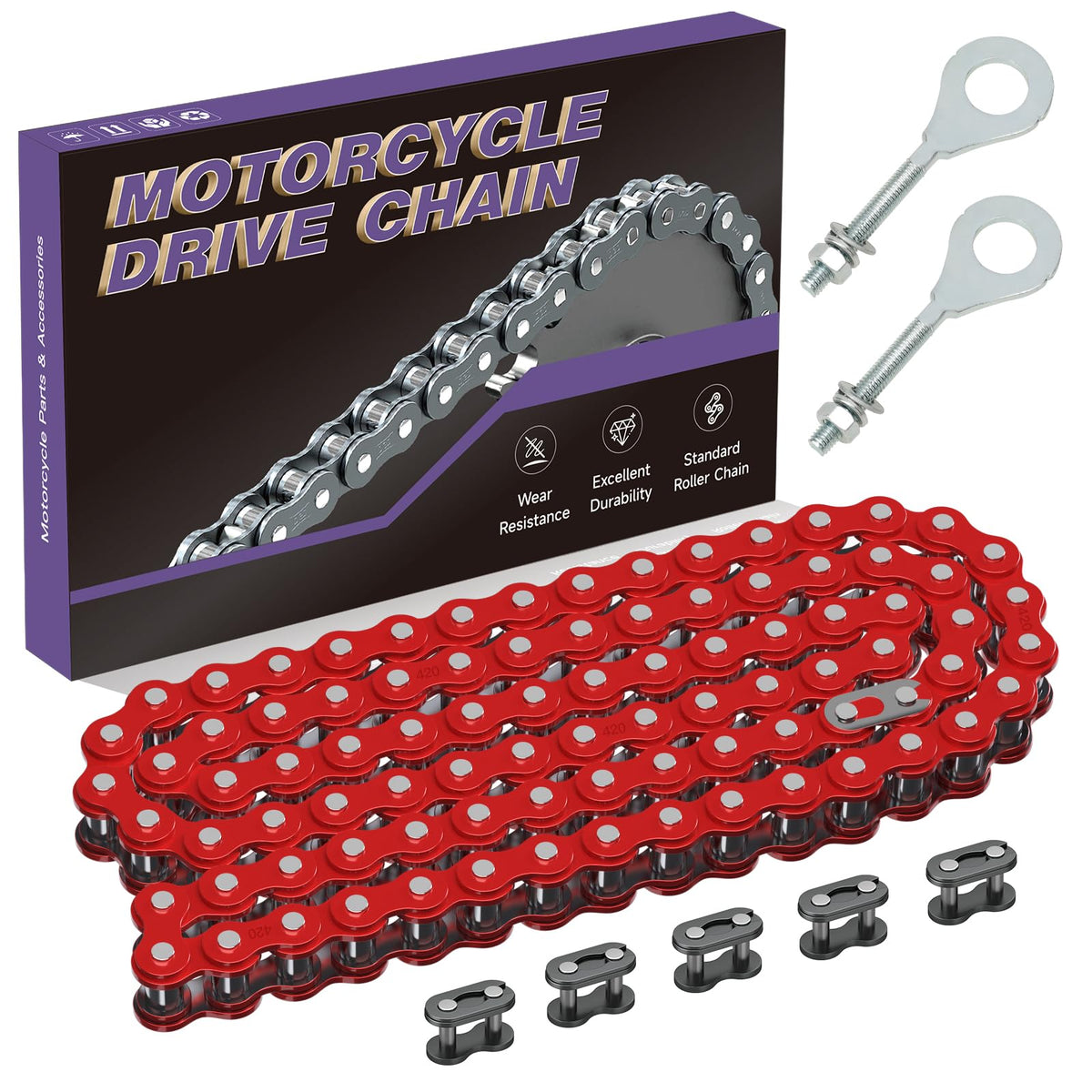 CILOYU red 420 chain front packaging shows product and fitment benefits