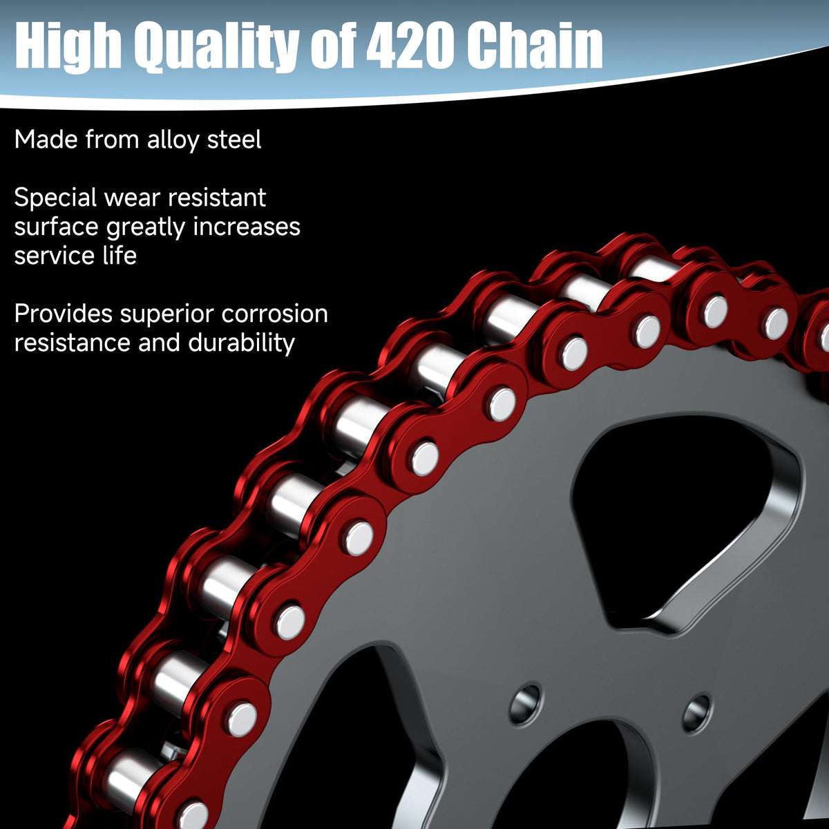 CILOYU red chain installed on a Coleman CT200U demonstrating correct fit
