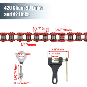 CILOYU chain length comparison with ruler showing 42 and 90 link options