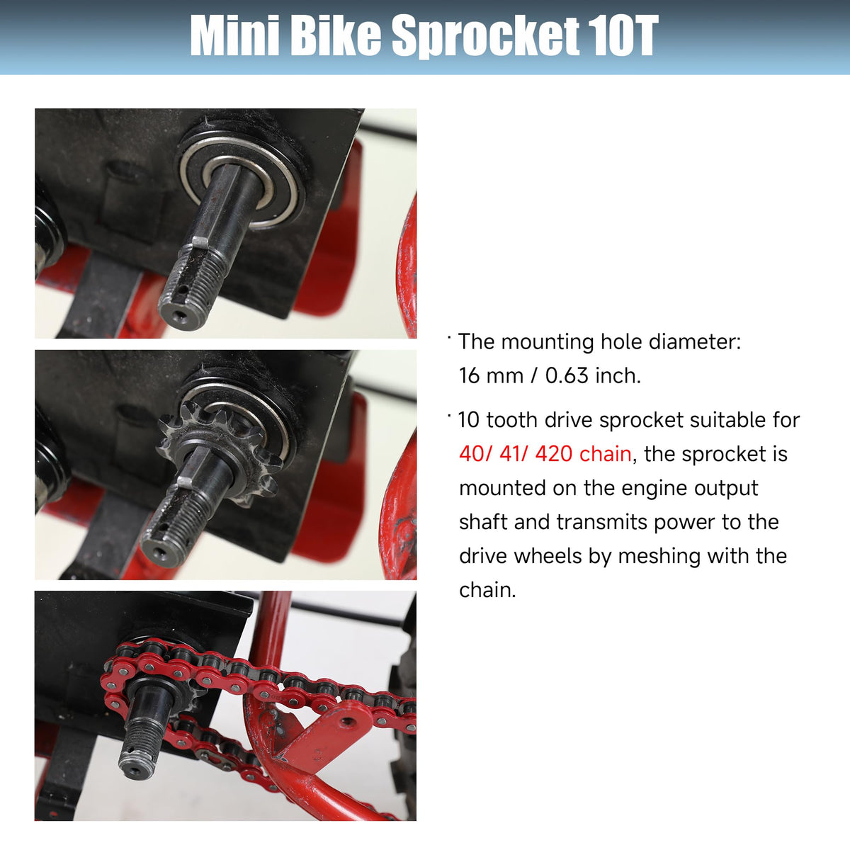 CILOYU 10-tooth drive sprocket detailed view showing precision teeth and fit