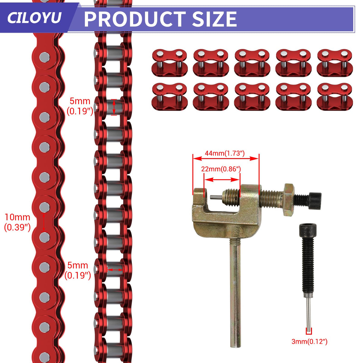 CILOYU chain beside ruler showing 3-foot scale for fit confirmation