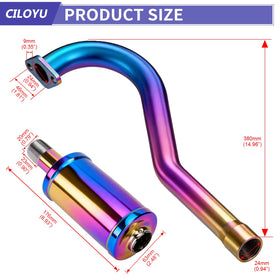 CILOYU exhaust next to ruler showing size and scale for accurate fitting