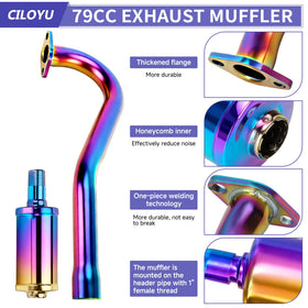 CILOYU silencer end cap detail showing noise reduction and refined tone benefit