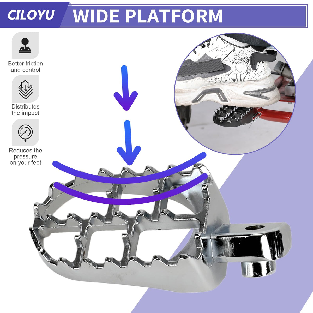 CILOYU pegs next to hand for scale showing larger platform comfort