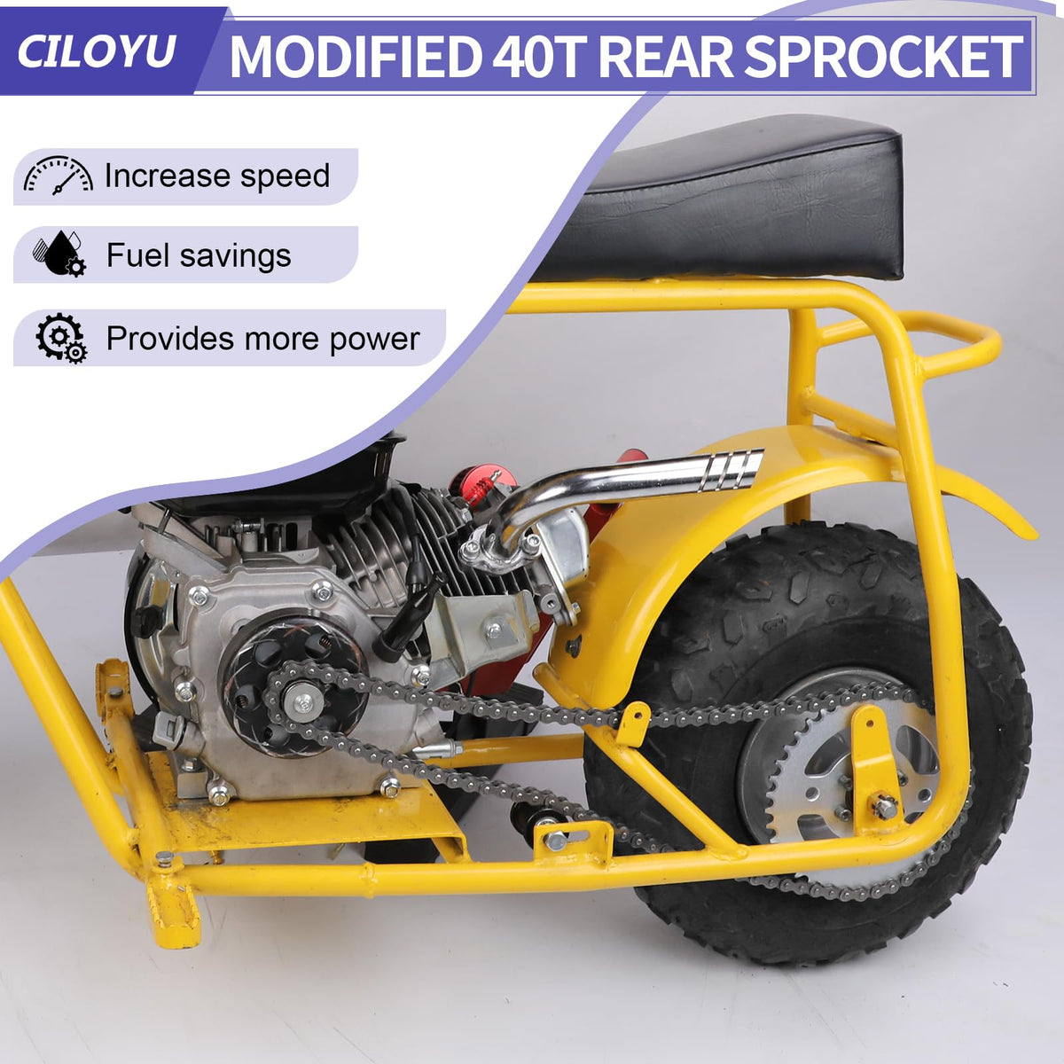 CILOYU 10T engine sprocket close detail enabling proper 420 chain pairing