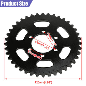 CILOYU sprocket dimension diagram showing 37mm bore and 49mm bolt circle clarity benefit