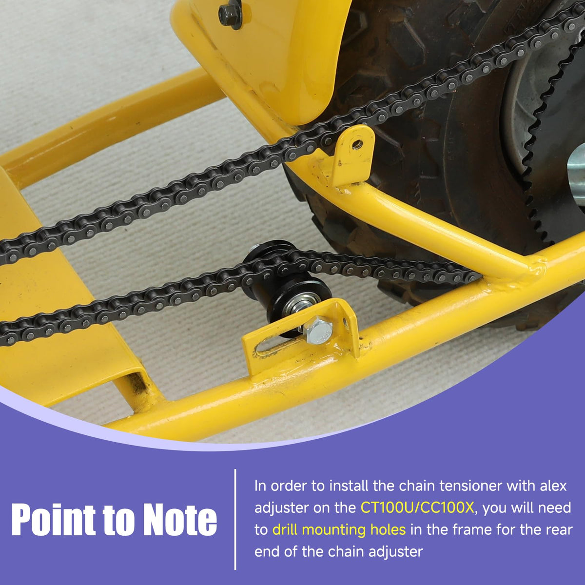 CILOYU sprocket mounted on a mini bike demonstrating correct alignment and function